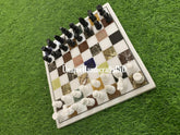 Marble Chess Board Set With Chess Pieces Multi Stone Mosaic Arts Best Fathers Day Gift Multi Color Stones marble chess set Unique Handicrafts IND
